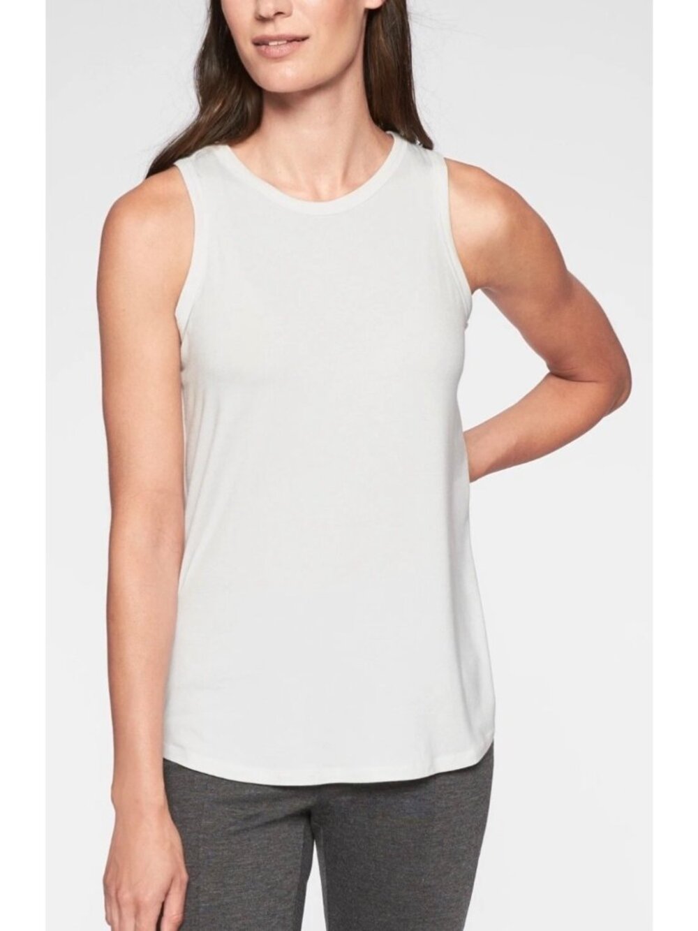 ATHLETA Solid White Cloudlight Relaxed Fit Hi-Low Hem Tank Top Size Small